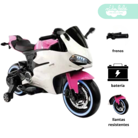 Moto a Bateria tipo DUCATI White & Pink