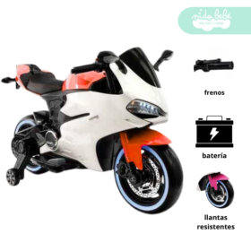 Moto a Bateria tipo DUCATI White & Orange
