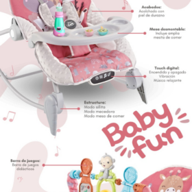 Mecedora de Bebe Multifuncion Musical Rosada