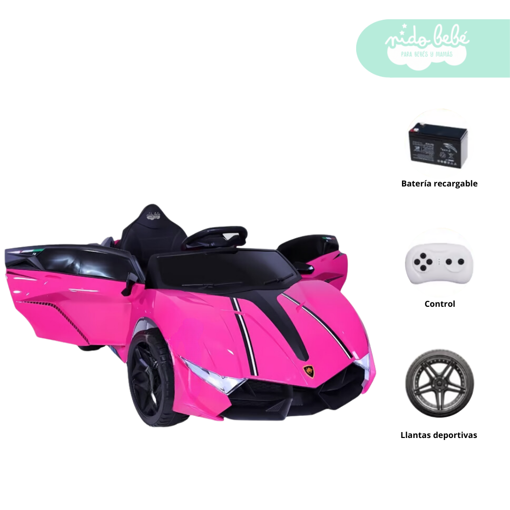 115 Carro a Batería Modelo Lamborghini R1 Rosa - Imagen 1