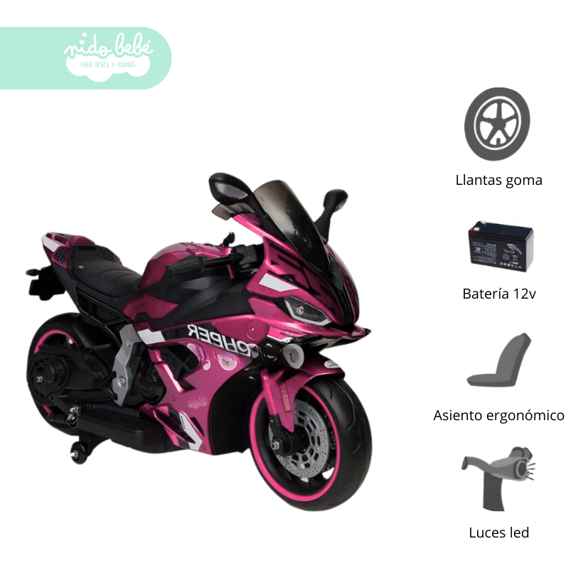 175 Moto a Batería para Niño Aguila Rosa - Imagen 1