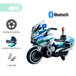 Moto a Bateria  Con Bluetooth Musical Police White