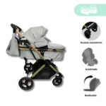 Coche Moises de bebe con pañalera modelo Bravo Silver