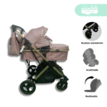 Coche Moises de bebe con pañalera modelo Bravo Beige