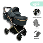 Coche Moises de bebe con pañalera modelo Bravo Black