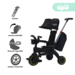 Triciclo para niño con guiador modelo Bob Negro