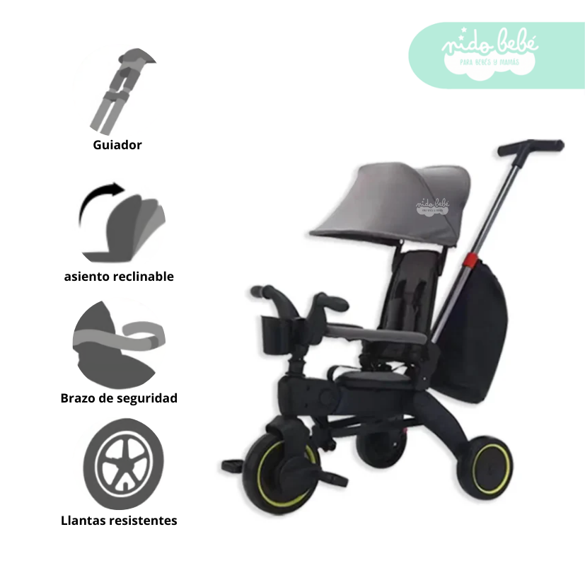 85 Triciclo para niño con guiador modelo Bob Plomo - Imagen 1
