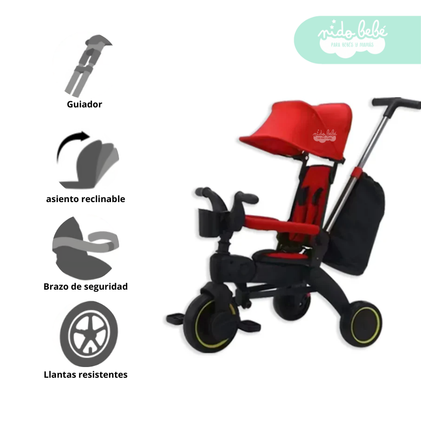 86 Triciclo para niño con guiador modelo Bob Rojo - Imagen 1