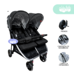 Coche Mellicero Gemelar para bebe Sevilla black