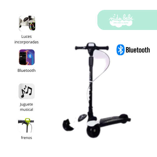 68 Scooter para niño Coxi con Bluetooth Blanco - Imagen 1