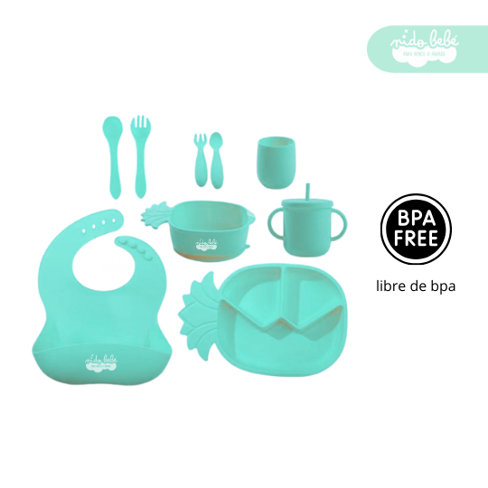 104 Set de alimentación de bebé modelo PIÑA verde - Imagen 1