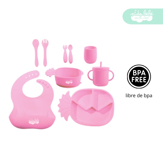105 Set de alimentación de bebé modelo PIÑA rosa - Imagen 1