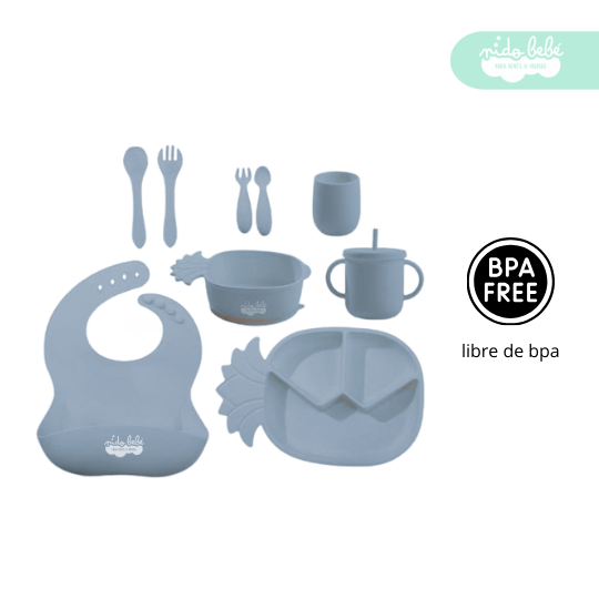 106 Set de alimentación de bebé modelo PIÑA plomo - Imagen 1