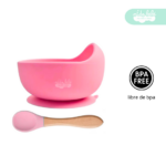 Set de alimentación plato con cubierto rosa
