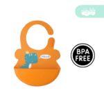 babero de silicona de bebe naranja