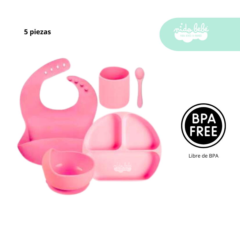 14 Set de alimentación de bebé 5 piezas color Rosado - Imagen 1