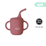 Vasito de Silicona para Bebé antiderrame color vino