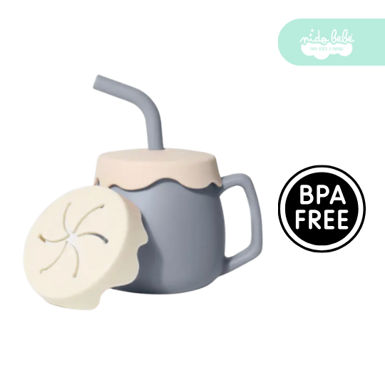 16 vaso de silicona de bebe antiderrame con aza plomo - Imagen 1
