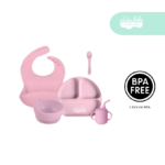 Set de alimentación de bebé 5 piezas con vasito rosita