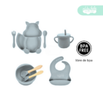 Set de alimentación de bebé Ardilla 8 piezas Plomo