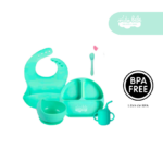 Set de alimentación de bebé 5 piezas con vasito verde ligth