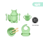 Set de alimentación de bebé Ardilla 8 piezas Verde
