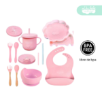Set de alimentación de bebé León 13 piezas rosado
