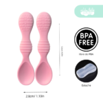 set decubiertos de silicona con textura para bebe rosa