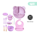 Set de alimentación de bebé Oso 13 piezas rosado