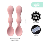 set decubiertos de silicona con textura para bebe rosa - Imagen 2