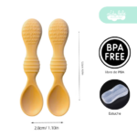set decubiertos de silicona con textura para bebe rosa - Imagen 8