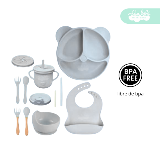 37 Set de alimentación de bebé Oso 13 piezas plomo - Imagen 1