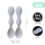 set decubiertos de silicona con textura para bebe rosa - Imagen 4