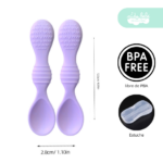 set decubiertos de silicona con textura para bebe rosa - Imagen 5