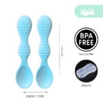 set decubiertos de silicona con textura para bebe rosa - Imagen 7