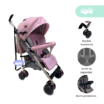 Coche baston de bebe modelo Nora rosado