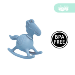 mordedor de silicona de bebe caballito azul