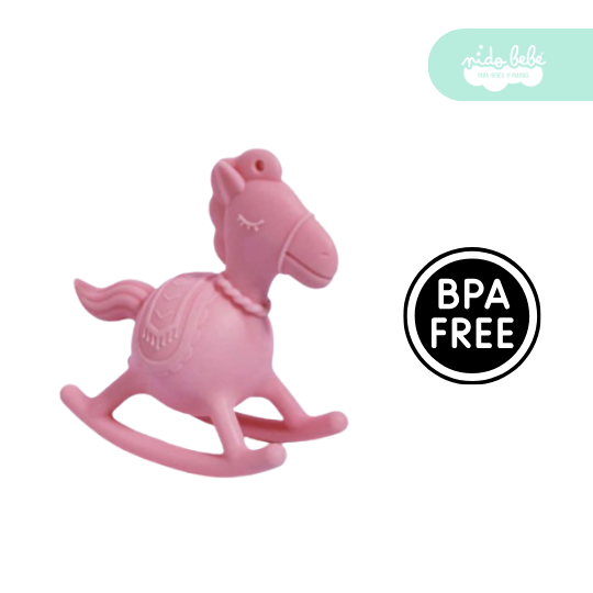 44 mordedor de silicona de bebe caballito rosa - Imagen 1