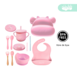 Set de alimentación de bebé Vacca 13 piezas rosado