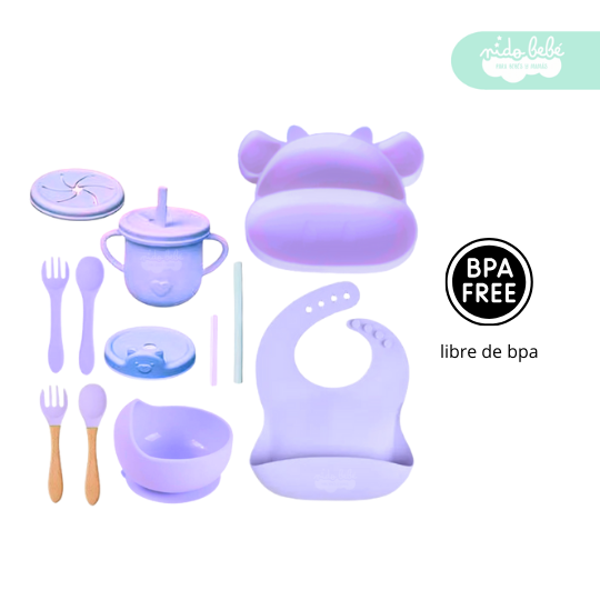 46 Set de alimentación de bebé Vacca 13 piezas morado - Imagen 1