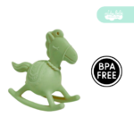 mordedor de silicona de bebe caballito verde