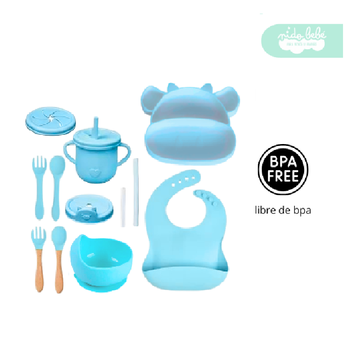 47 Set de alimentación de bebé Vacca 13 piezas celeste - Imagen 1