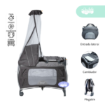 Cuna Corral con tull Premium color Plomo
