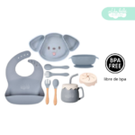 Set de alimentación de bebé Perrito 10 piezas plomo