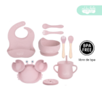 Set de alimentación de bebé modelo cangrejito rosado