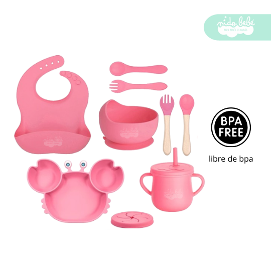 58 Set de alimentación de bebé modelo cangrejito pink - Imagen 1