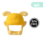 mordedor de silicona de bebe conejito amarillo