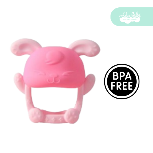 59 mordedor de silicona de bebe conejito rosado - Imagen 1