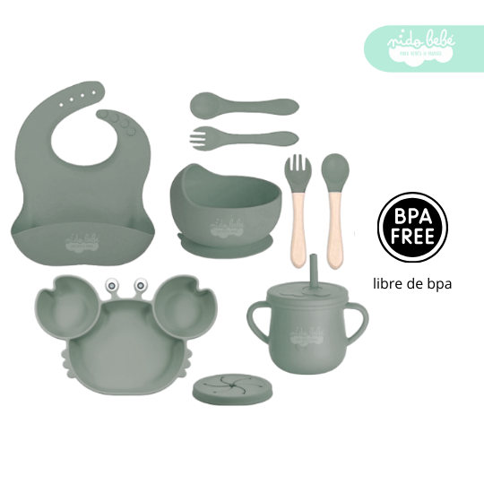 60 Set de alimentación de bebé modelo cangrejito oscuro - Imagen 1