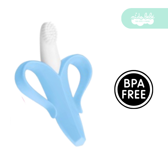 61 mordedor de silicona de bebe platano azul - Imagen 1